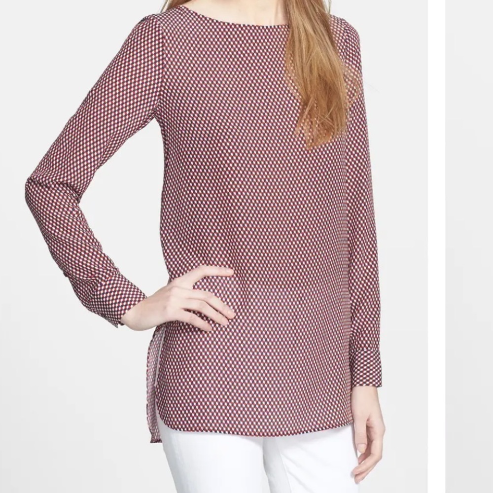 ❤️Theory Toska geometric cubes silk blouse tunic S